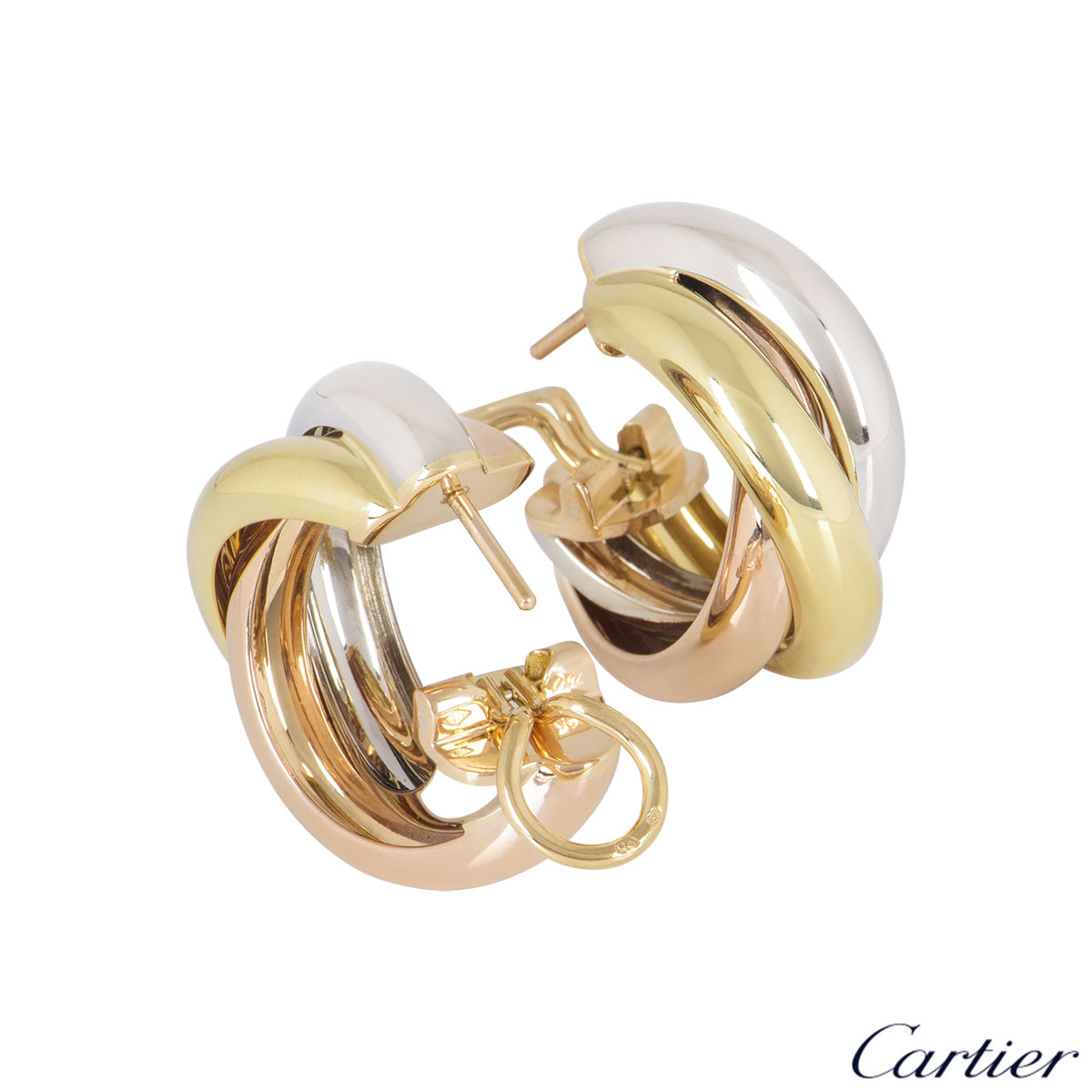 cartier 3 colour gold earrings